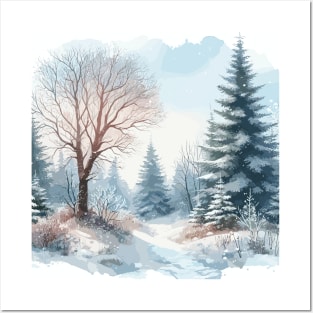 Winter Snowy Trees Winter Landscape Posters and Art